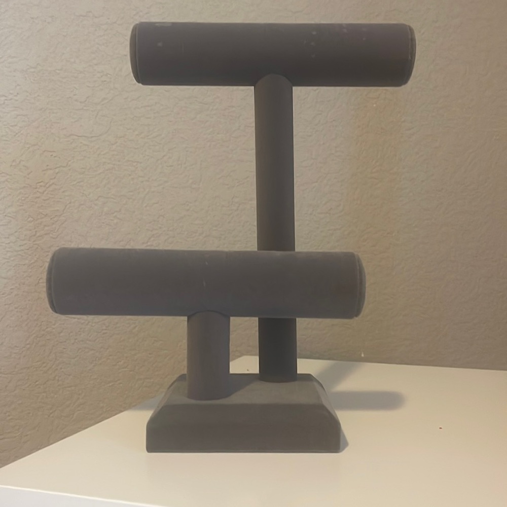 Gray Velvet Necklace and Bracelet Stand